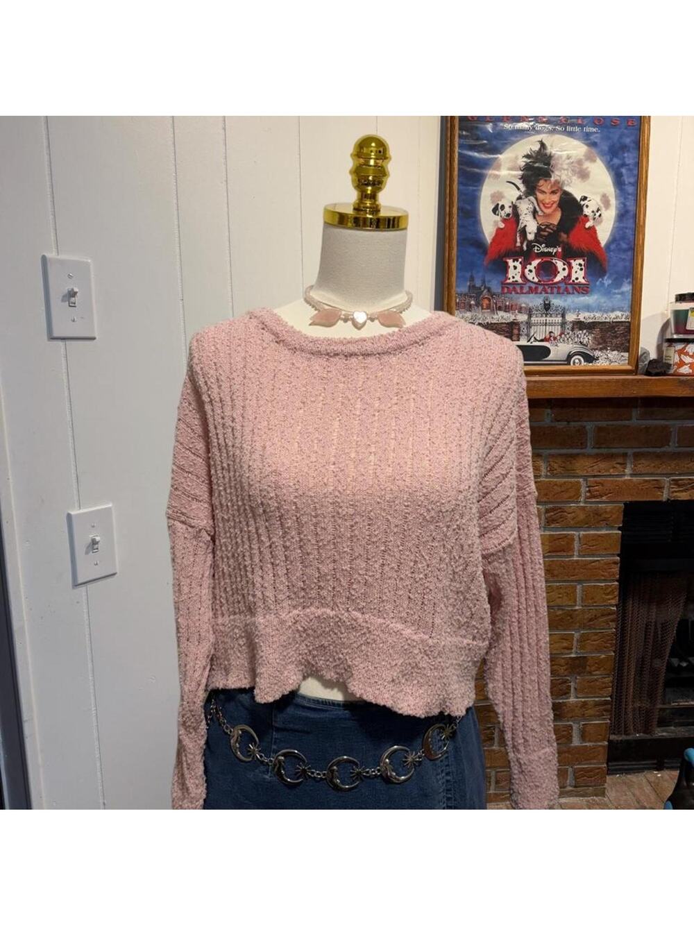 Altar’d State Pink sweater with a cute design size medium